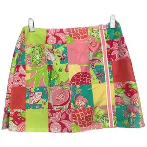 Lilly Pulitzer Vacation Tropical Quilt Parrot Flamingo Skort Produce Cruise Pink